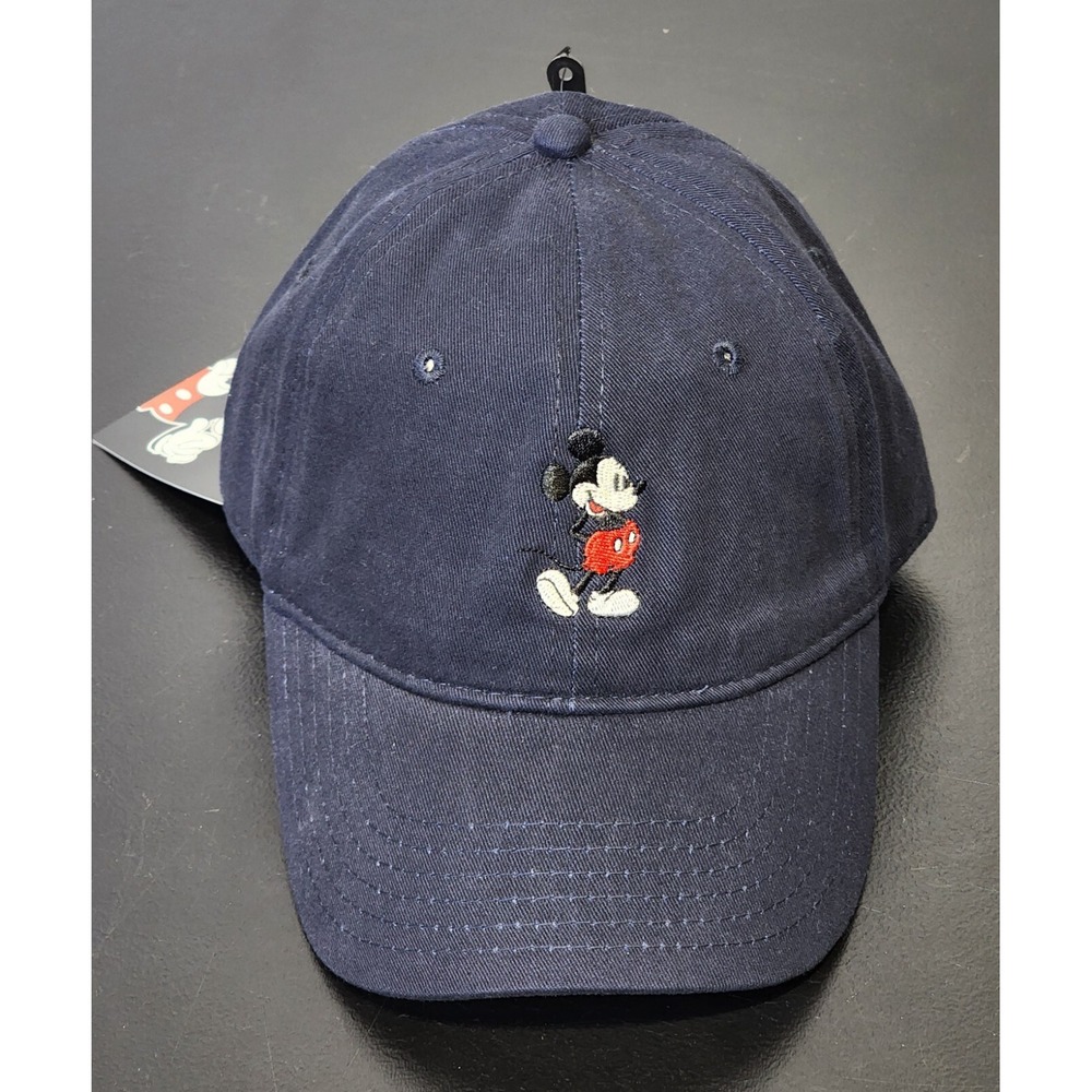 Disney Classic Mickey Mouse Happy‎ Stance Retro Blue Adjustable Baseball Hat Cap